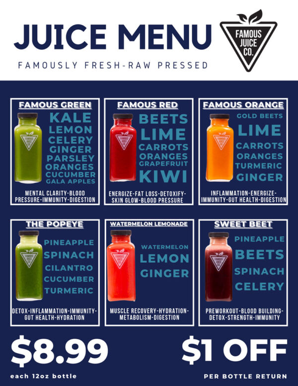 Our Menu Offers Cold Pressed Juices, Smoothies, Acai Bowls & More!
