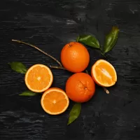 Top view of sliced oranges.